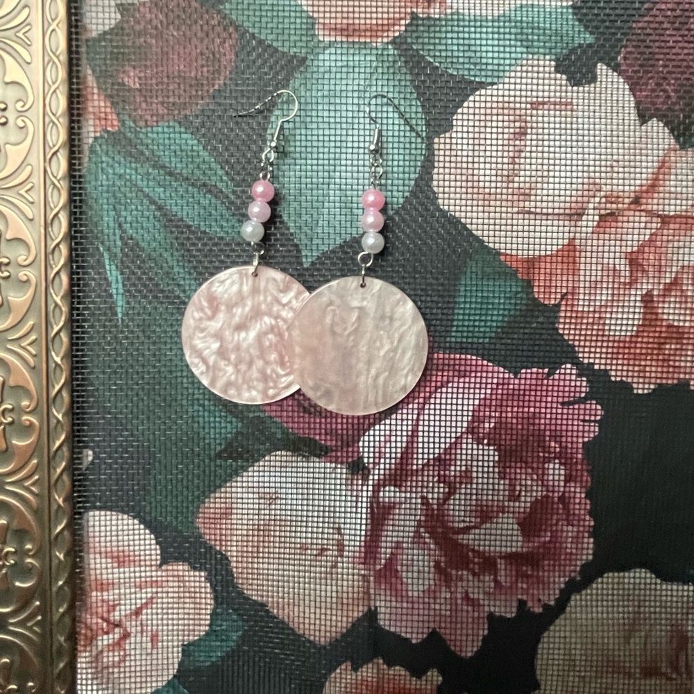 HANDMADE RESIN PINK EARRINGS